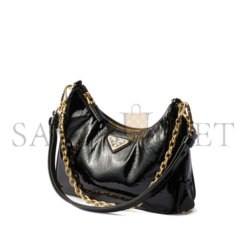 PRADA RE-EDITION MINI NAPLAK PATENT LEATHER BAG 1BC204 (22*18*6cm)